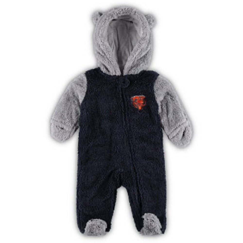 NFL Bears Baby Boys or Girls Navy, Chicago Bears Teddy Fleece Full-Zip Sleeper